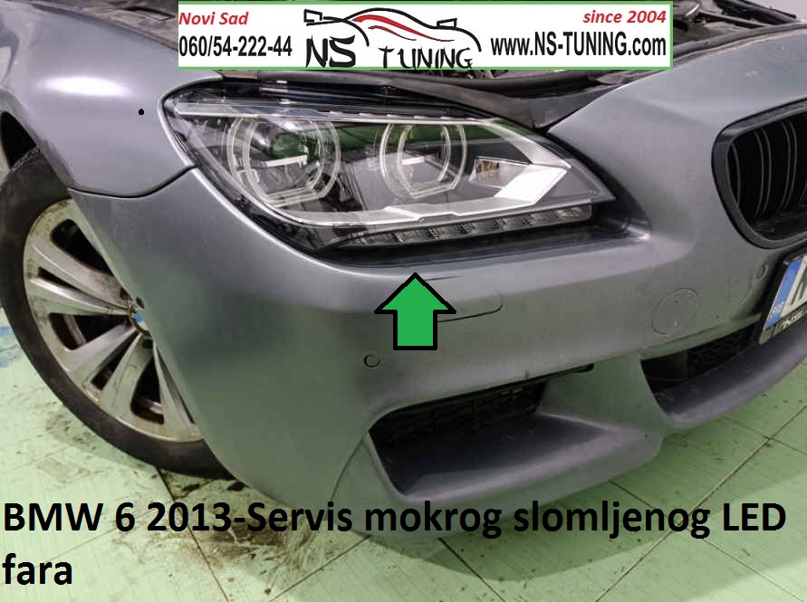 bmw 6 f06 2012 2013 2014 2015 reparacija mokar slomljen led far staklo servis farova novi sad ns tuning